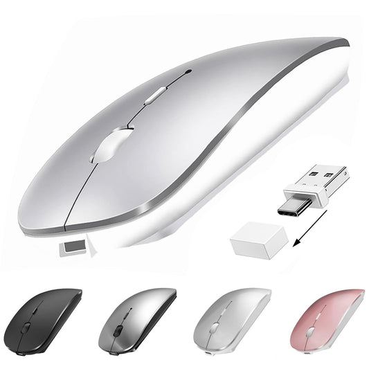 Mouse Inalámbrico Suteke Gris Recargable Tipo C para MacBook Air Pro iPad iMac y Portátil