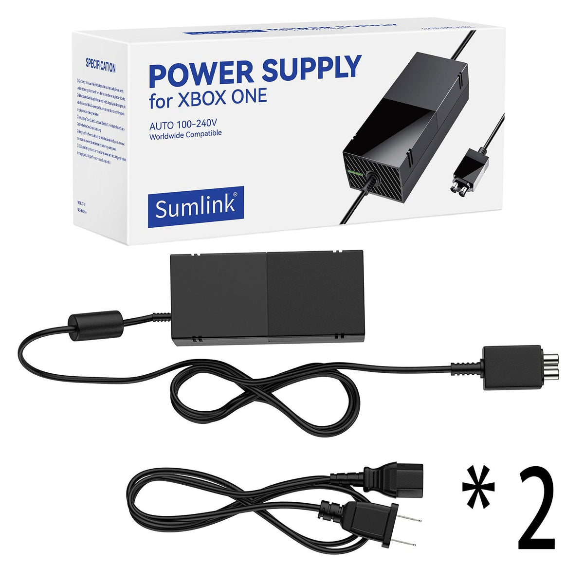 Fuente de Alimentación SUMLINK Negro con Adaptador de Corriente para Xbox One Console Games
