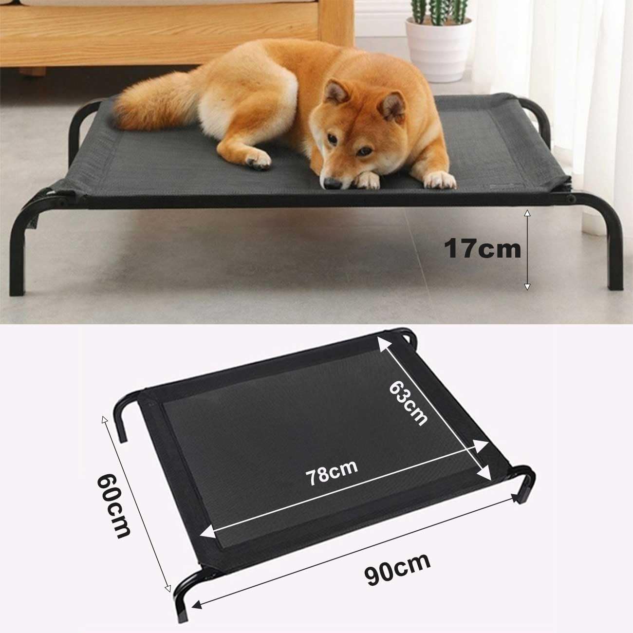 DYNAFIRE Cama para Perro, Cama Elevada para Perro de Antideslizante, con 2 Malla de Transpirable y Lavable. Cama Portátil Mascota para Interior y Exterior. Color Negro