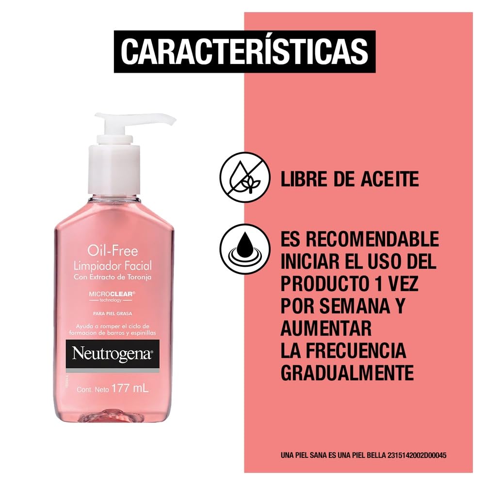 Gel Limpiador Facial Neutrogena Oil free Toronja Ácido Salicílico 177 ml