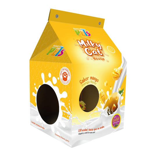 Fancy Pets Casa de Cartón con Rascador para Gatos Milky Cat Sabor Mango