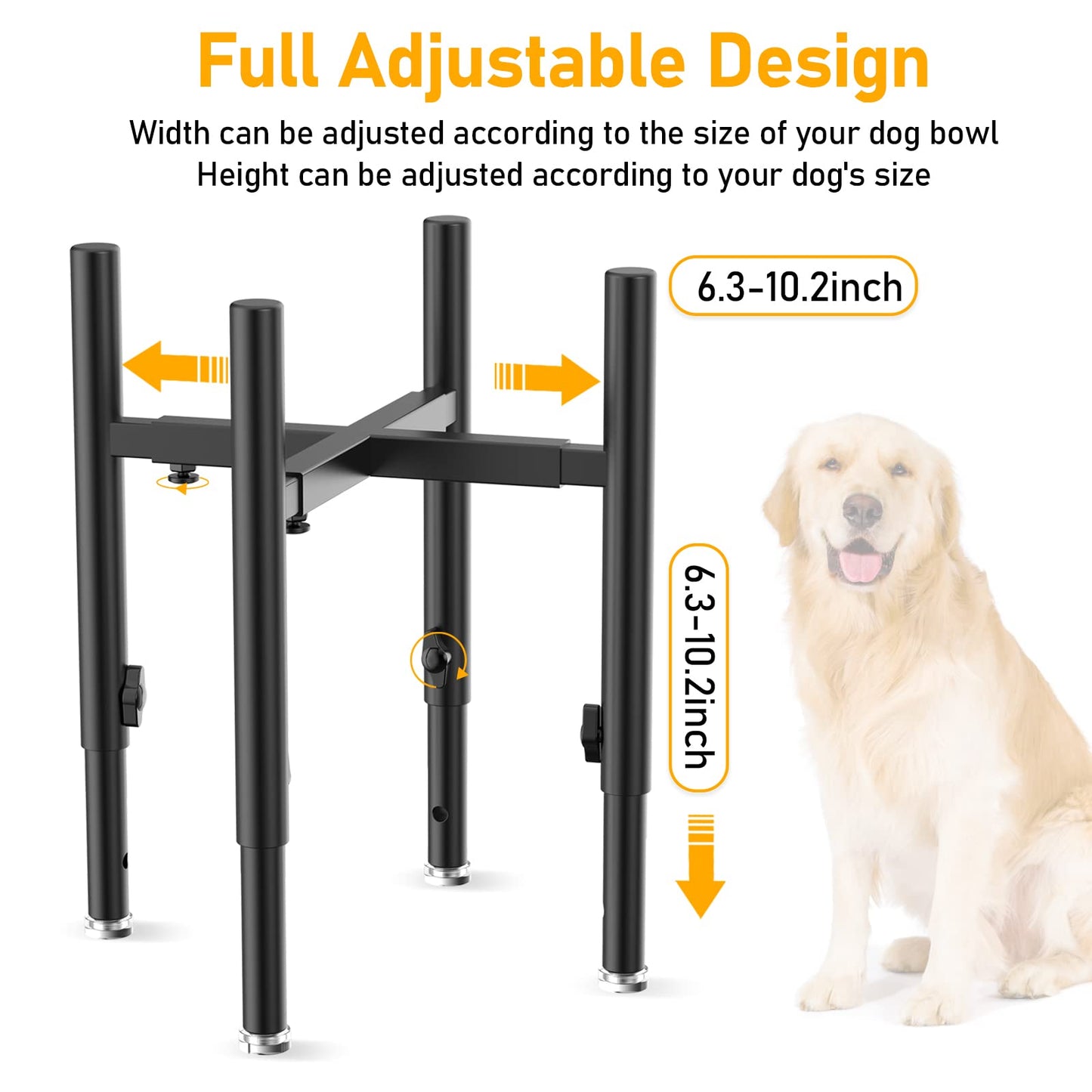 SYBECHATF Soporte elevado ajustable para cuencos para perros, se adapta a cuencos de 6 a 11 pulgadas, 4 ajustes de altura Soporte para alimentador de agua elevado para perros elevado, para perros