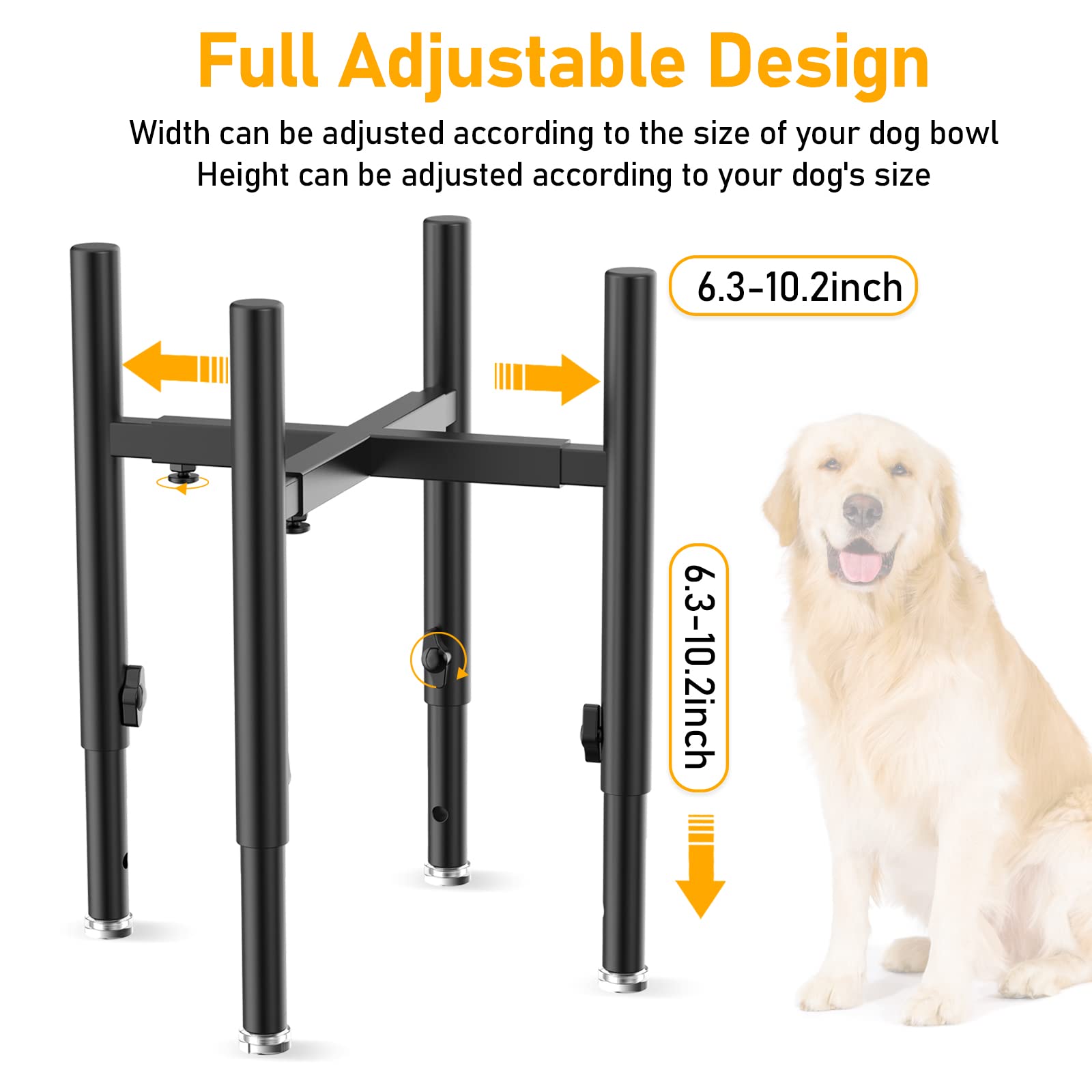 SYBECHATF Soporte elevado ajustable para cuencos para perros, se adapta a cuencos de 6 a 11 pulgadas, 4 ajustes de altura Soporte para alimentador de agua elevado para perros elevado, para perros