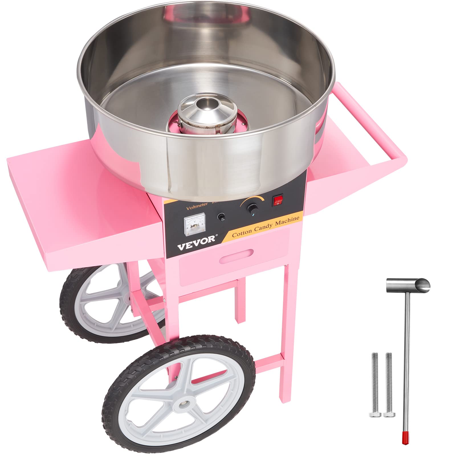 Carro Eléctrico de Algodón VEVOR Rosa con Tazón de Acero Inoxidable y Cuchara de Azúcar