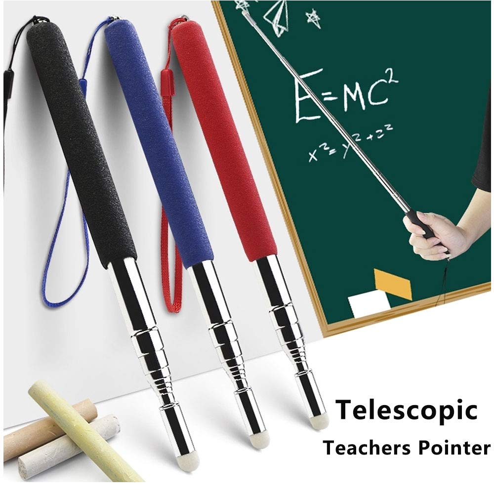 Puntero Extensible para Profesor Negro con Cordón de Mano para Aula