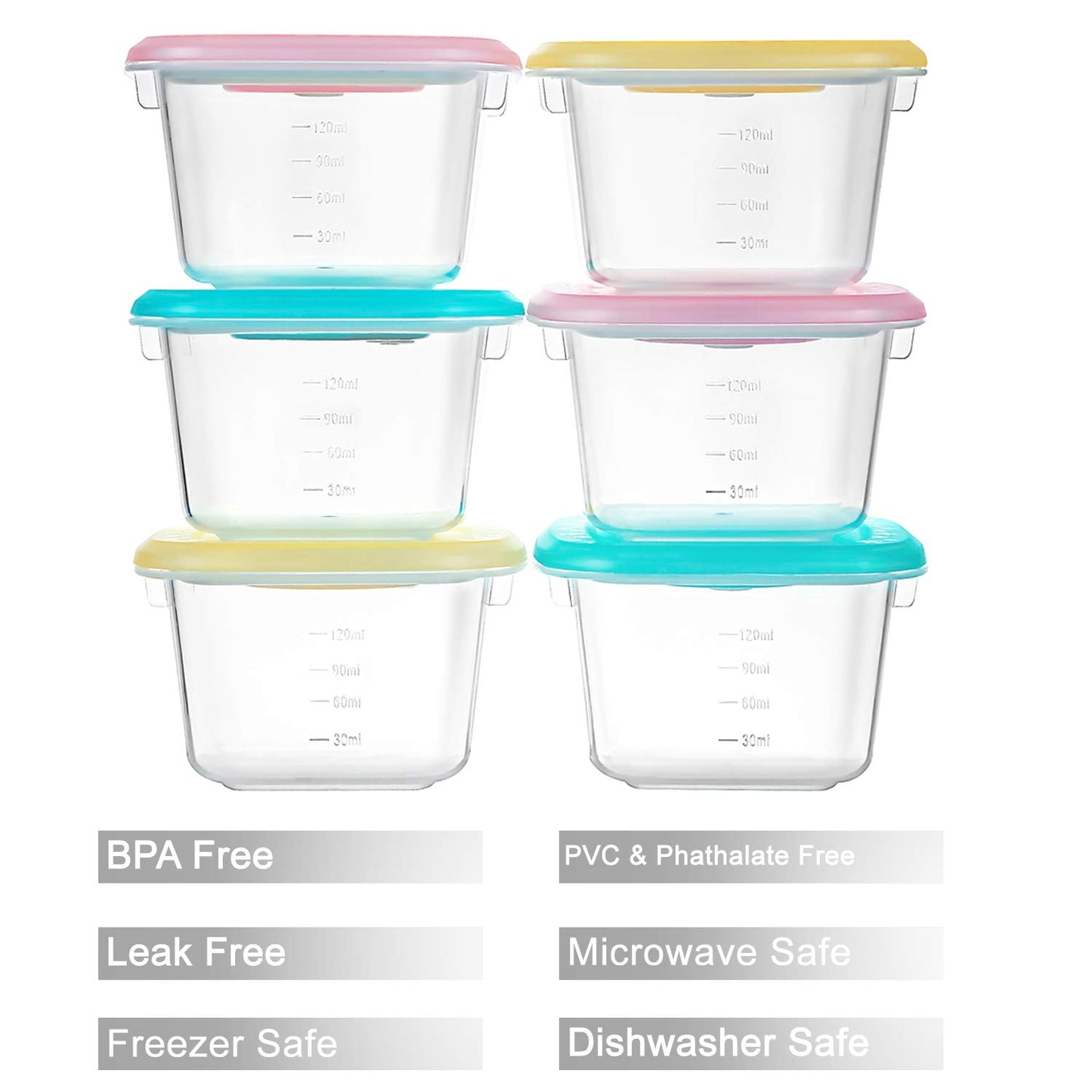 PandaEar - Contenedor de almacenamiento de plástico con tapas, 12 unidades, sin BPA, apto para congelador y lavaplatos para niños