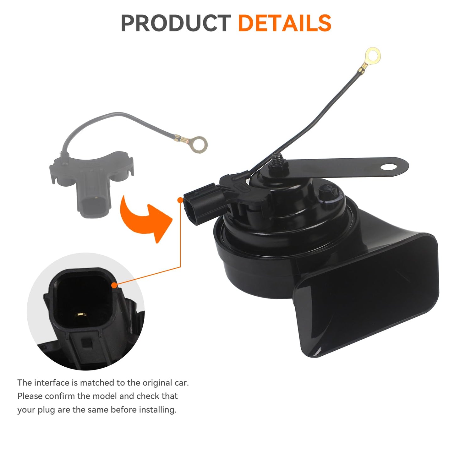 GAMPRO - Bocina eléctrica de doble tono de 12 V con enchufe utilizable para Honda cubierta impermeable kit de cuerno de caracol