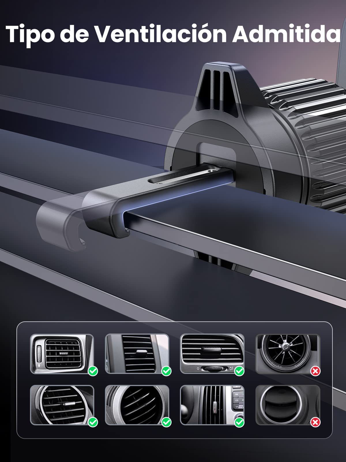 UGREEN Magsafe Cargador Inalámbrico de Auto,Cargador de Coche Carga Rápida de 7,5 W para Ventilación de Aire,Compatible con iPhone 16/15/15 Pro Max/15 Pro/15 Plus/14 Pro Max/14 Pro/14/14 Plus/13/12