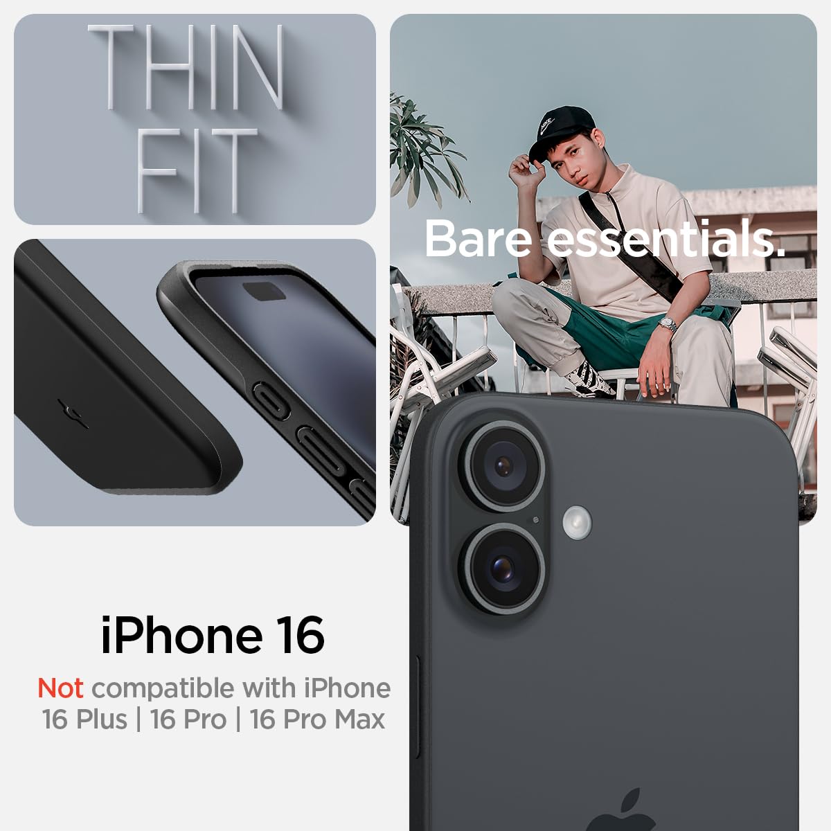 Funda iPhone 16 Spigen Negro MagFit de Ajuste Fino diseñada para Apple