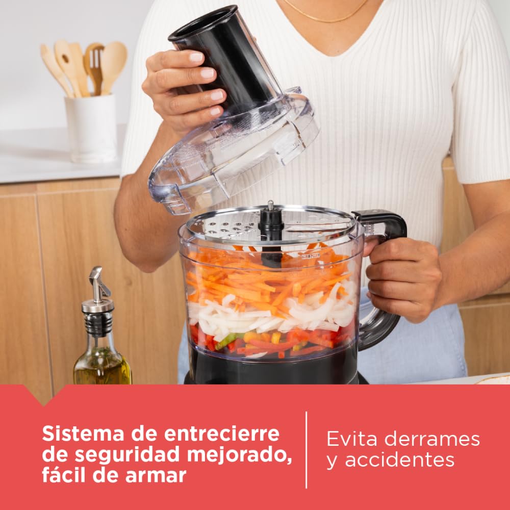 Procesador de Alimentos Black+Decker Negro con Disco de Acero Inoxidable y Cremador 850 W