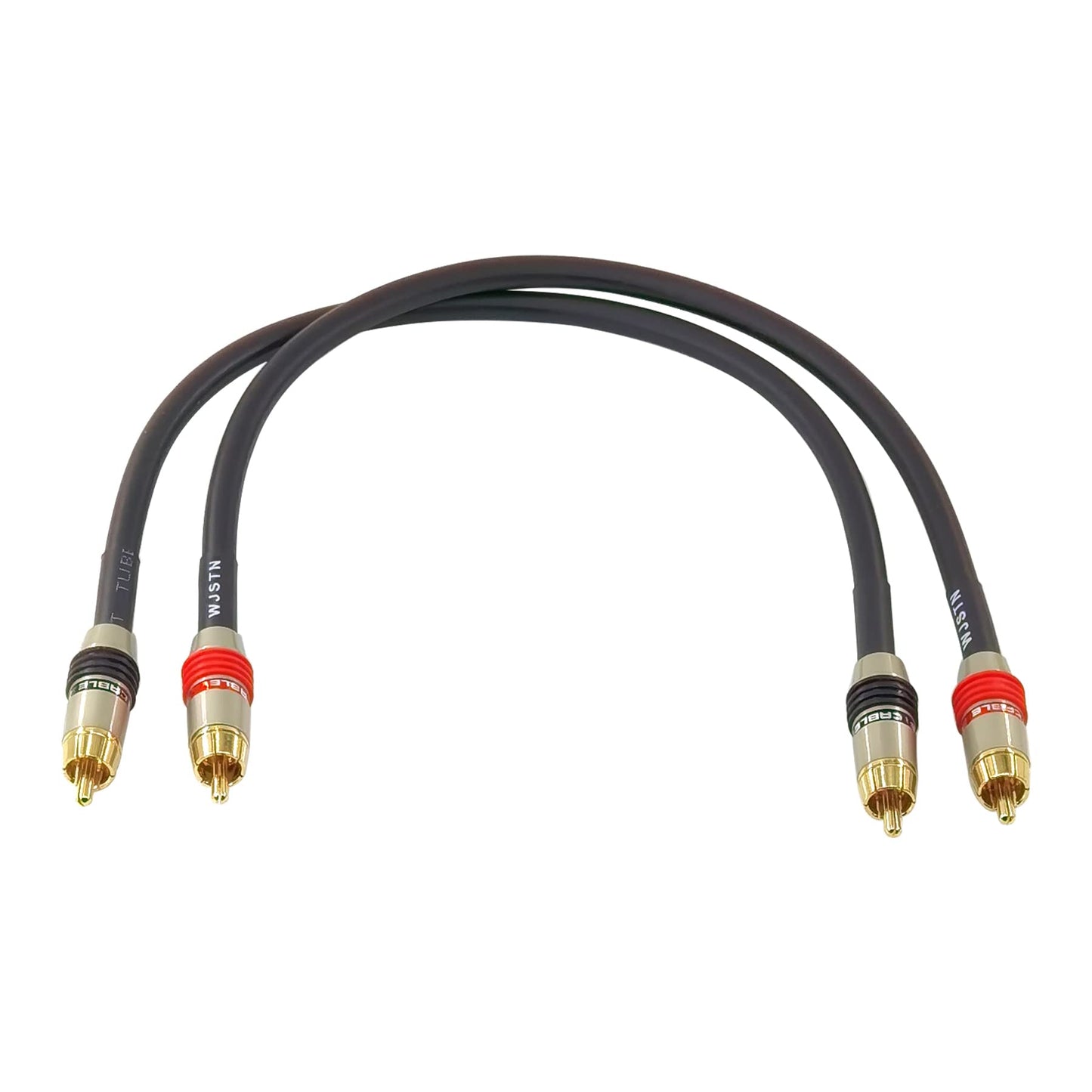 WJSTN 2 cables de audio RCA a RCA, cable de subwoofer, cable de audio digital coaxial, RCA macho a RCA macho, cable doble blindado, color negro