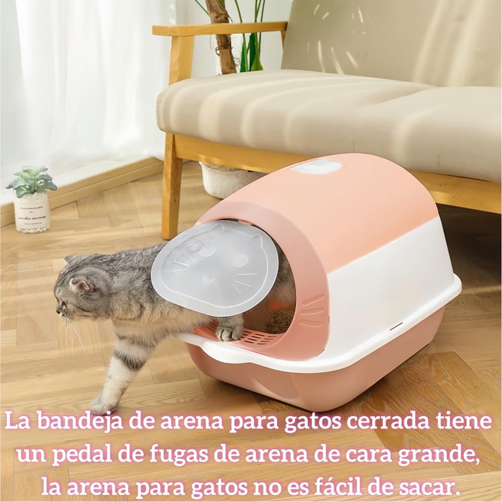 Caja de Arena con Capucha BAIWOLF Rosa Antisalpicaduras para Gatitos