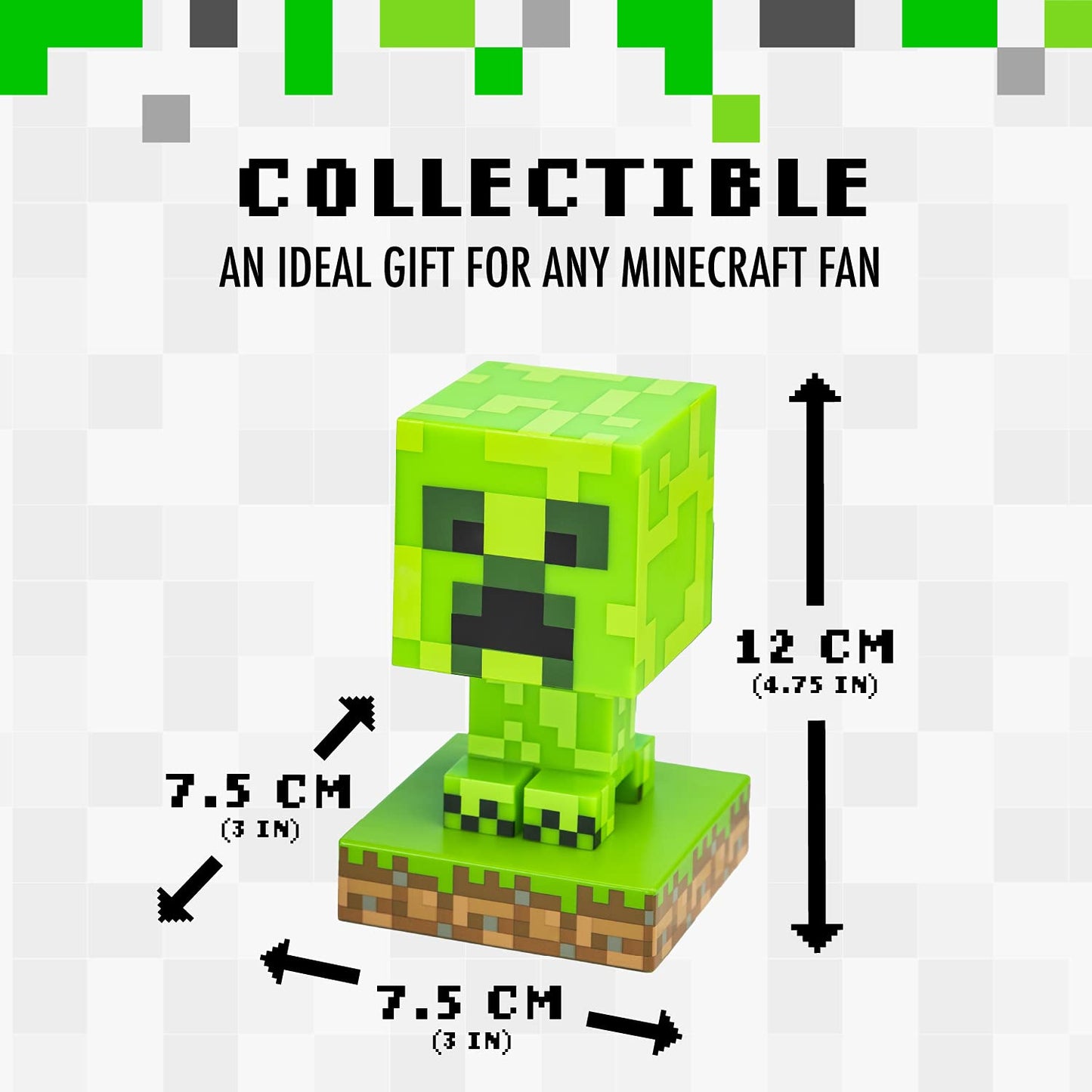 Lámpara 3D Paladone Minecraft Creeper Verde Luz Nocturna para Jugadores