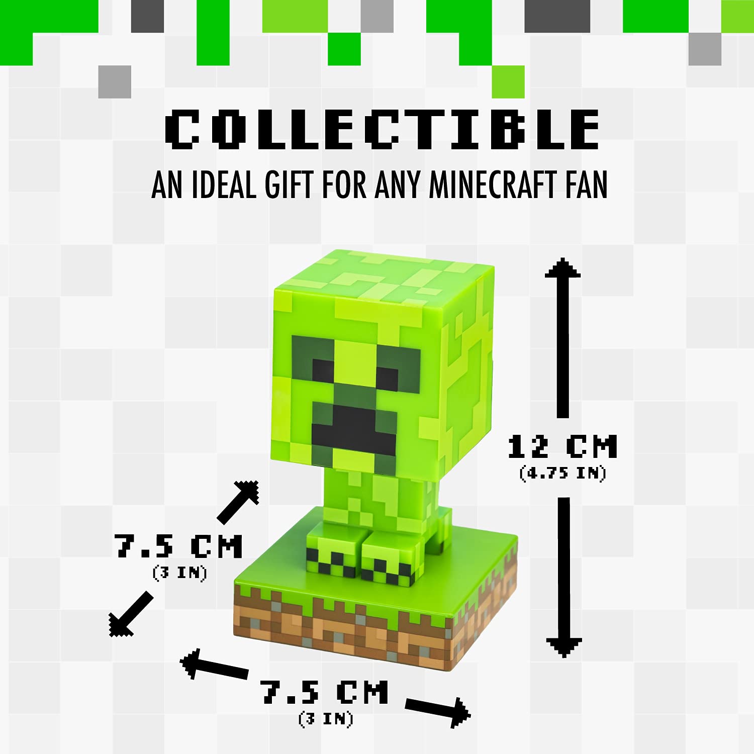 Lámpara 3D Paladone Minecraft Creeper Verde Luz Nocturna para Jugadores