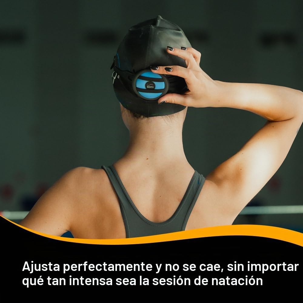 Reproductor de Música Subacuático SONR Azul de Oído Abierto y Gafas de Natación Antivaho para Nadadores