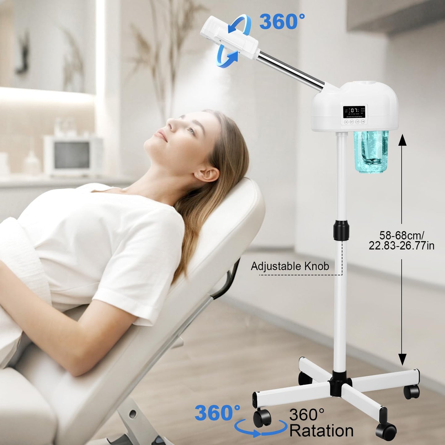 Eprince Vaporizador Facial Profesional De Niebla Caliente Y Ozono Iónico Para Esteticistas, Hogar Y Spa, Color Blanco