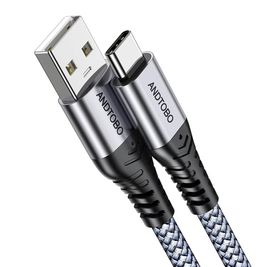 Cable USB C a USB A (1M), 3.1A Cable Tipo C Carga Rápida con Trenza de Nailon Compatible con iPhone 16 Plus Pro Max, Samsung S21 S22 S23 S23+ S23 Ultra S20 S10 S9 Note 20, Pixel 7, 1 Unidades