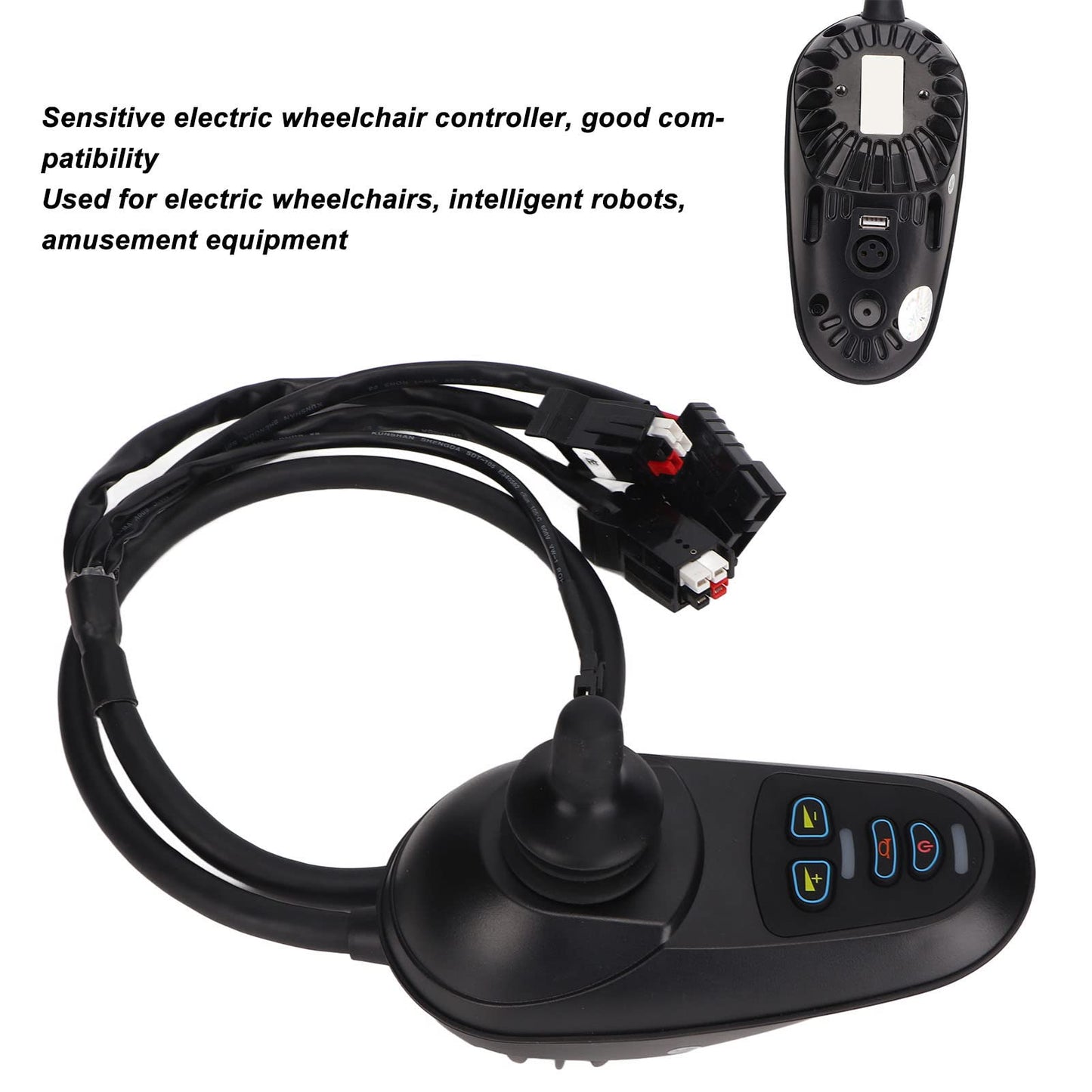 Jiawu Controlador de Joystick para Silla de Ruedas Eléctrica, IPX5 Controlador de Silla de Ruedas Eléctrica con Rotación de 360° a Prueba de Agua, Controlador de Joystick de 4 Teclas de