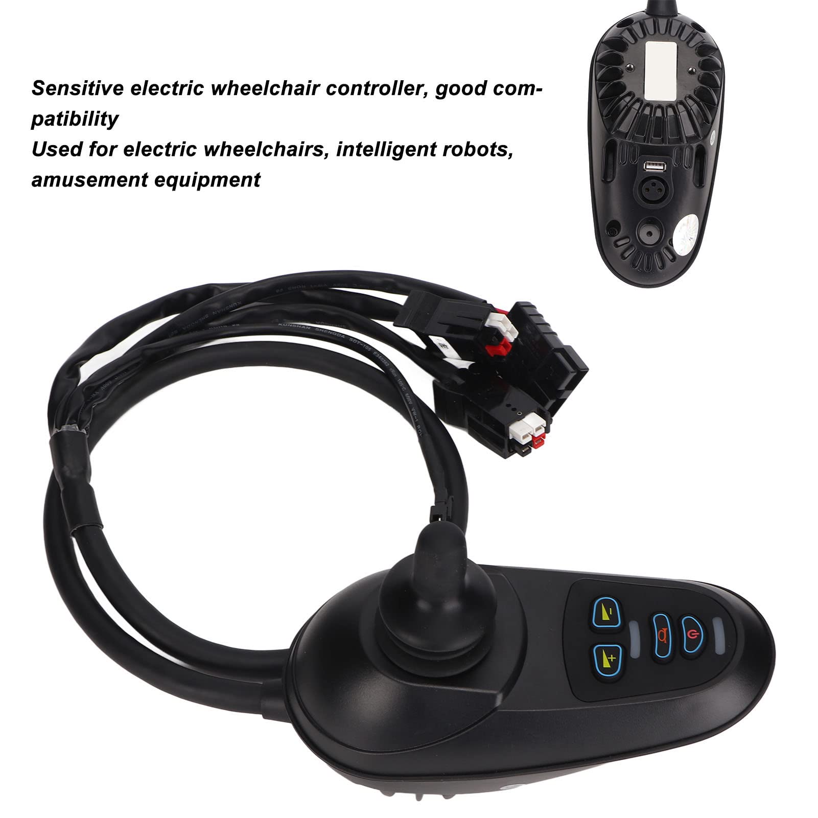 Jiawu Controlador de Joystick para Silla de Ruedas Eléctrica, IPX5 Controlador de Silla de Ruedas Eléctrica con Rotación de 360° a Prueba de Agua, Controlador de Joystick de 4 Teclas de