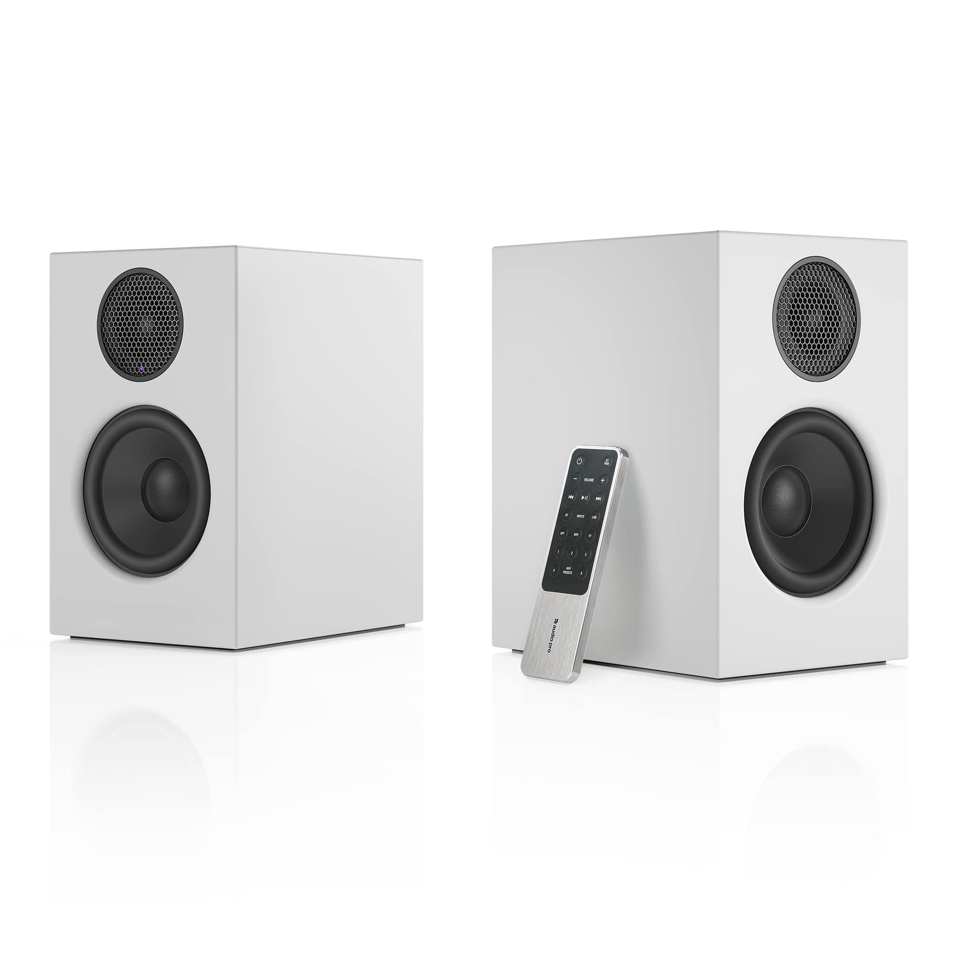 Audio Pro Altavoces inalámbricos A28 | WiFi, Bluetooth 4.2, estéreo de Entretenimiento en el hogar multihabitación | Compatible con AirPlay 2, Spotify | Blanco