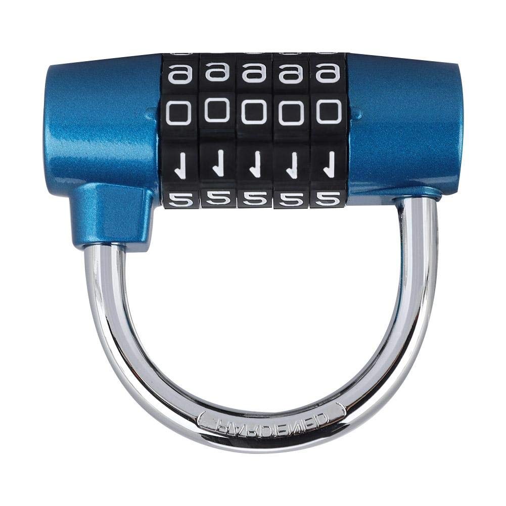 Candado de 5 dígitos, Cerradura de casillero Aleación de zinc, U forma de Cerradura Combinación de Puerta Maleta para gimnasio, Escuela, Hogar, Oficina, Viajes, Gabinete, Bicicleta(azul)