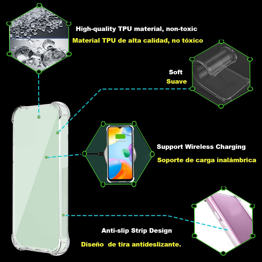 Funda TPU Transparente USTIYA para OPPO Reno 12 F 5G Shock-Absorción con Protección de Esquinas