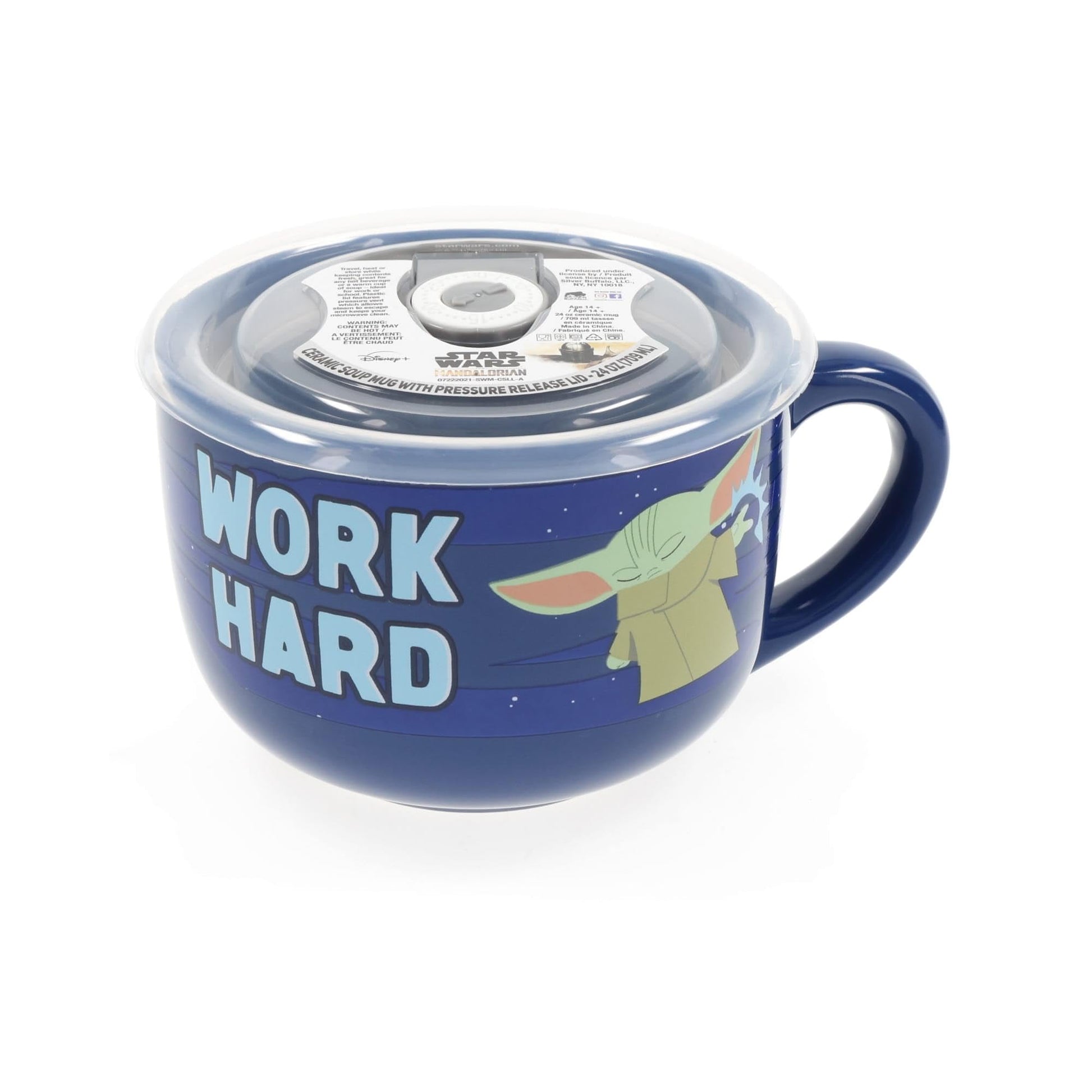 Taza de Sopa de Cerámica Silver Buffalo Star Wars The Mandalorian 24 Onzas con Tapa Ventilada