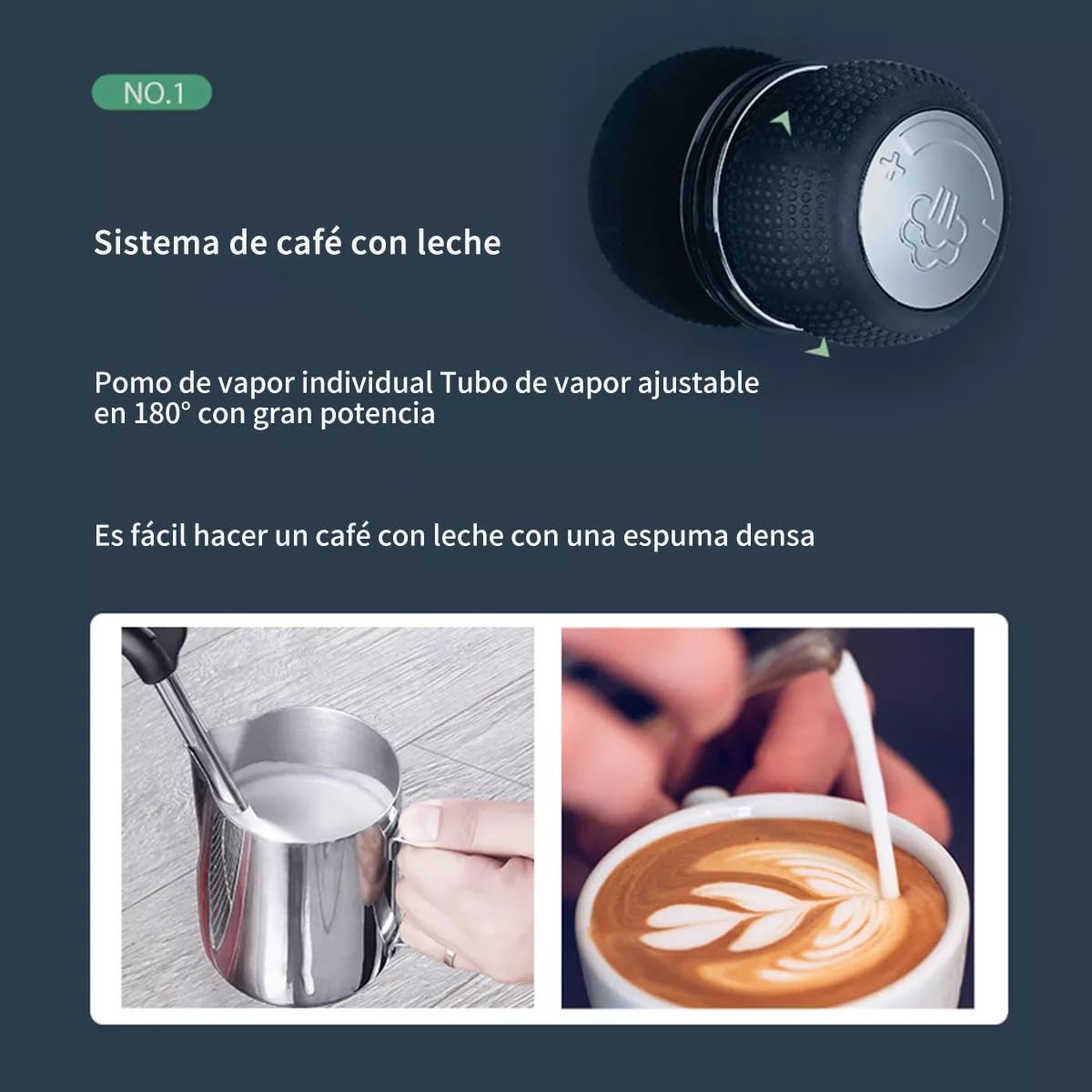 Gemilai Cafetera Espresso 15 Bar con Espumador de Leche, Máquina de Café Multifuncional con Control de Un Solo Toque y Sistema de Calentamiento Rápido, Ideal para Espresso, Capuchino y Más G3605