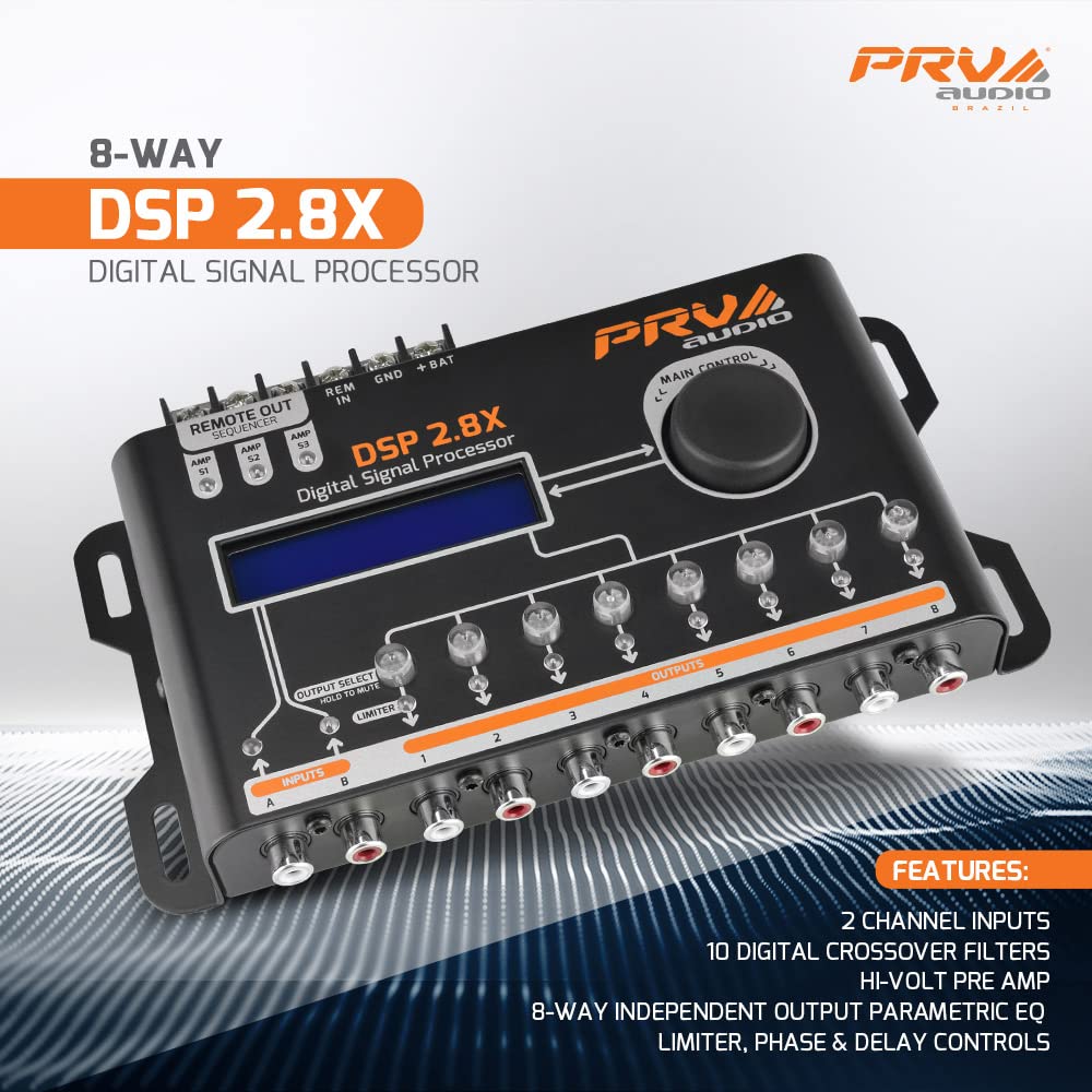 Procesador de Audio Digital PRV AUDIO 8 Canales con Crossover y Ecualizador para automóvil