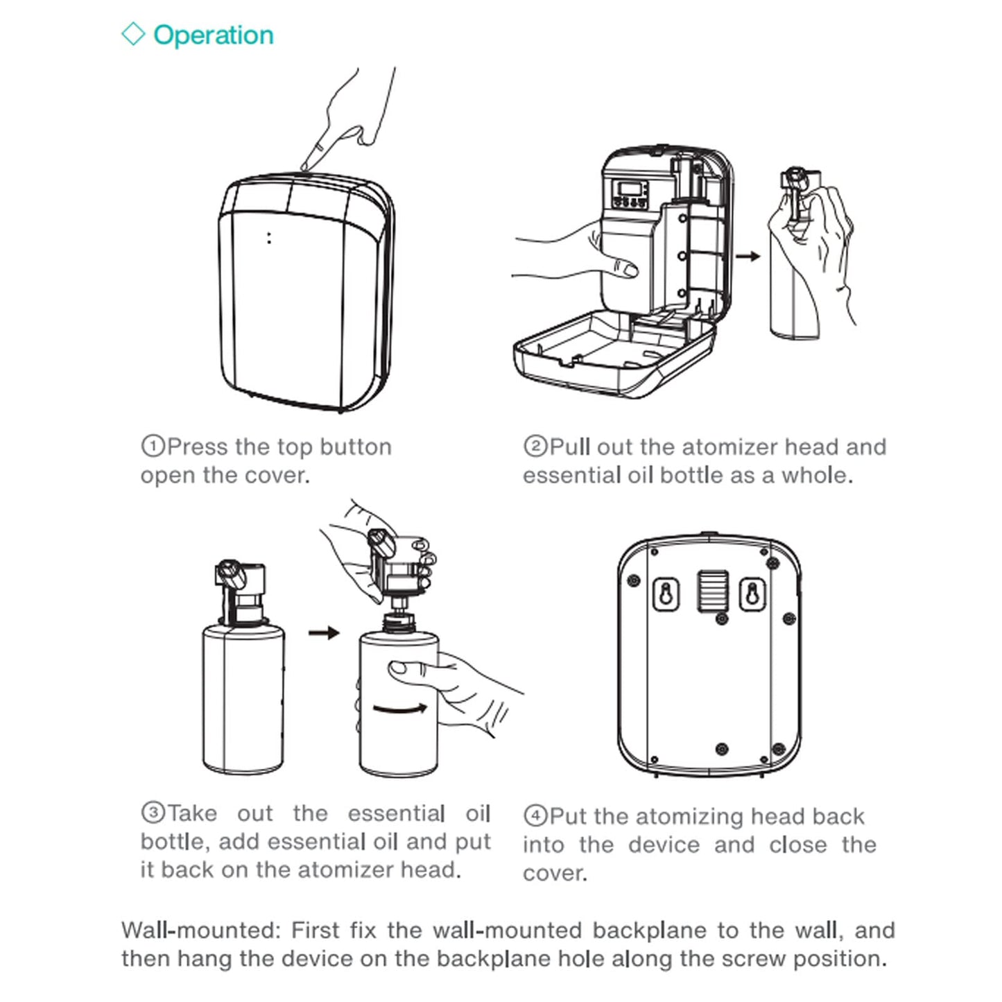 Máquina de Aire con Bluetooth, Aplicación Inteligente, Control Remoto, Difusores de Aceite Esencial sin Agua con Botella de 400 Ml, de Difusión de (Enchufe de EE.