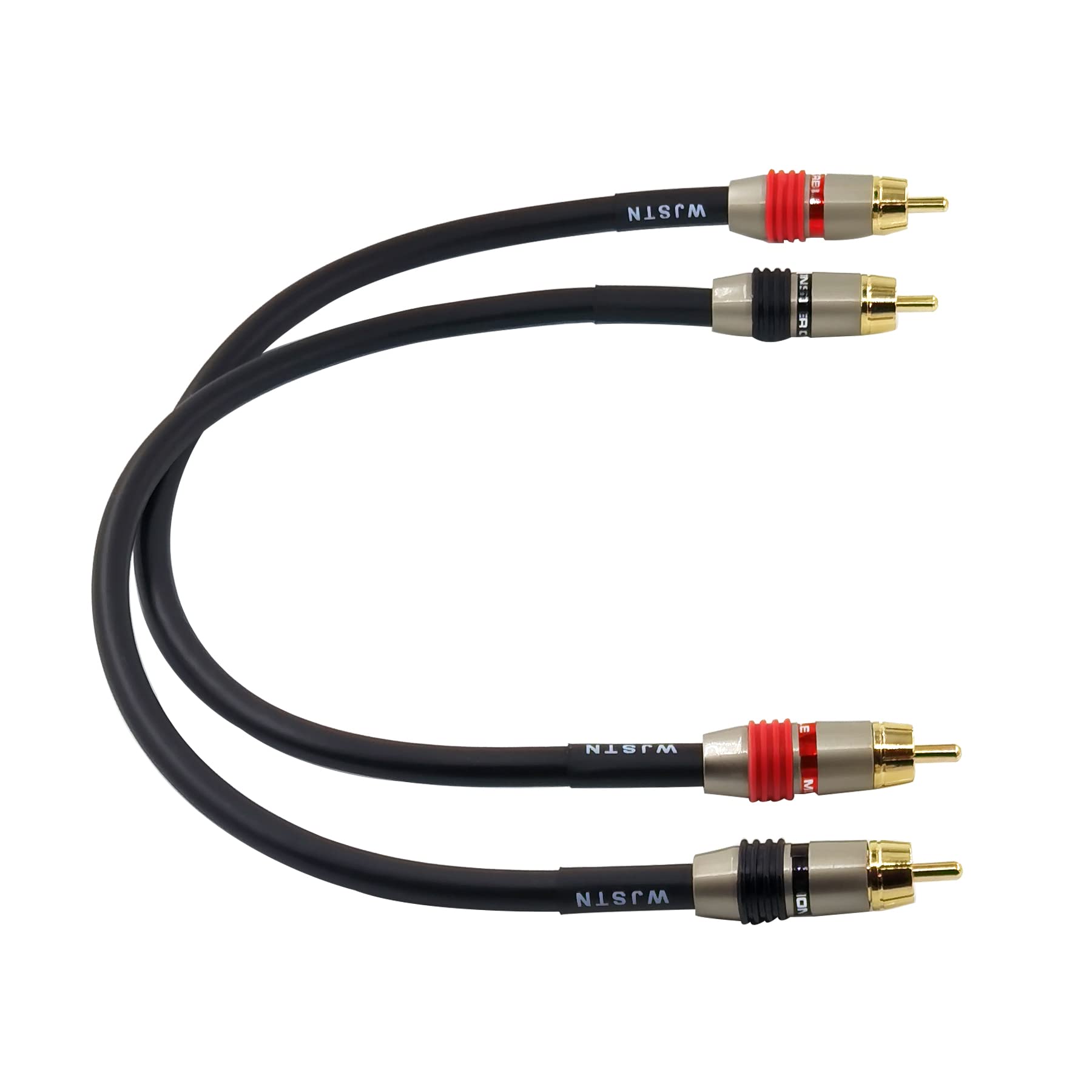 WJSTN 2 cables de audio RCA a RCA, cable de subwoofer, cable de audio digital coaxial, RCA macho a RCA macho, cable doble blindado, color negro