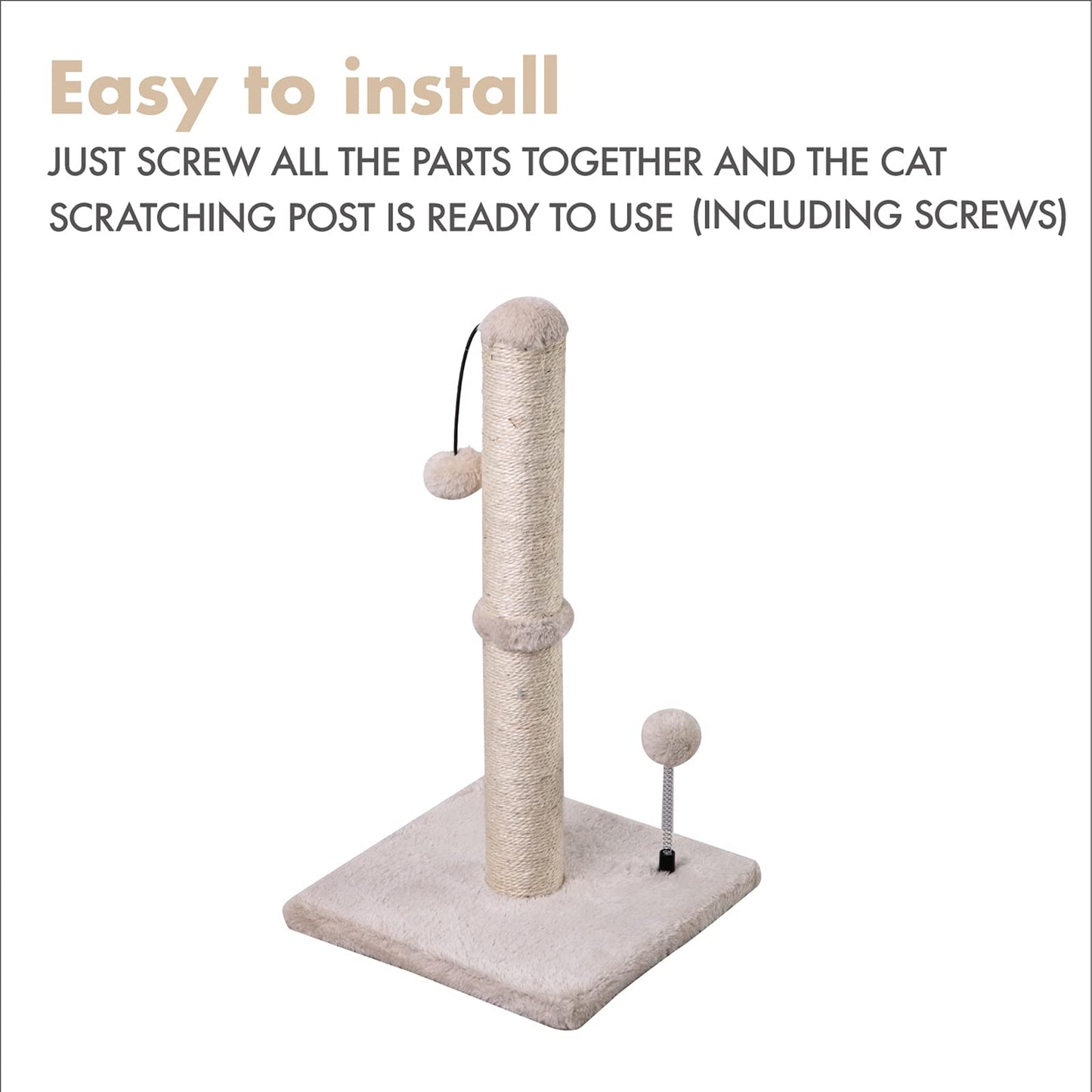 Rascador para Gatos Mecool Beige con Bola para Colgar