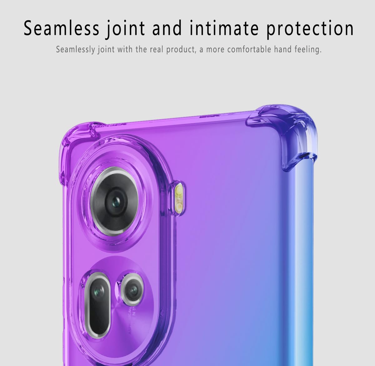 DABUNA Funda para OPPO Reno 11 5G Case Uso Rudo,Transparente Colores Degradados Protectora de Cámara Anticaída Carcasa Bumper(Púrpura Azul)