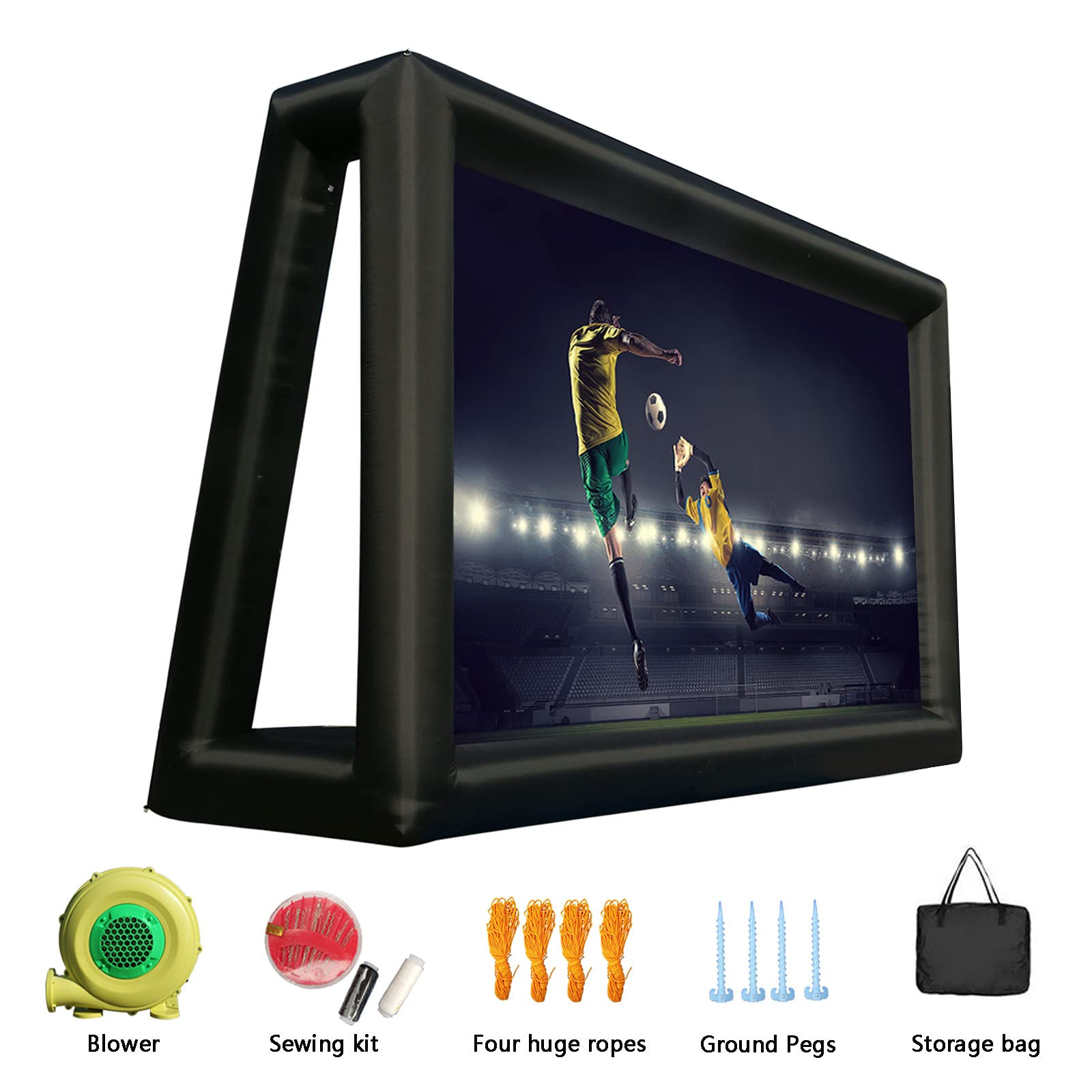 PPXIA - visualización de proyector soplado para exteriores, 33 pies, soporta proyección delantera y trasera, visualización de proyector inflable extragrande con soplador de aire para noches de cine en