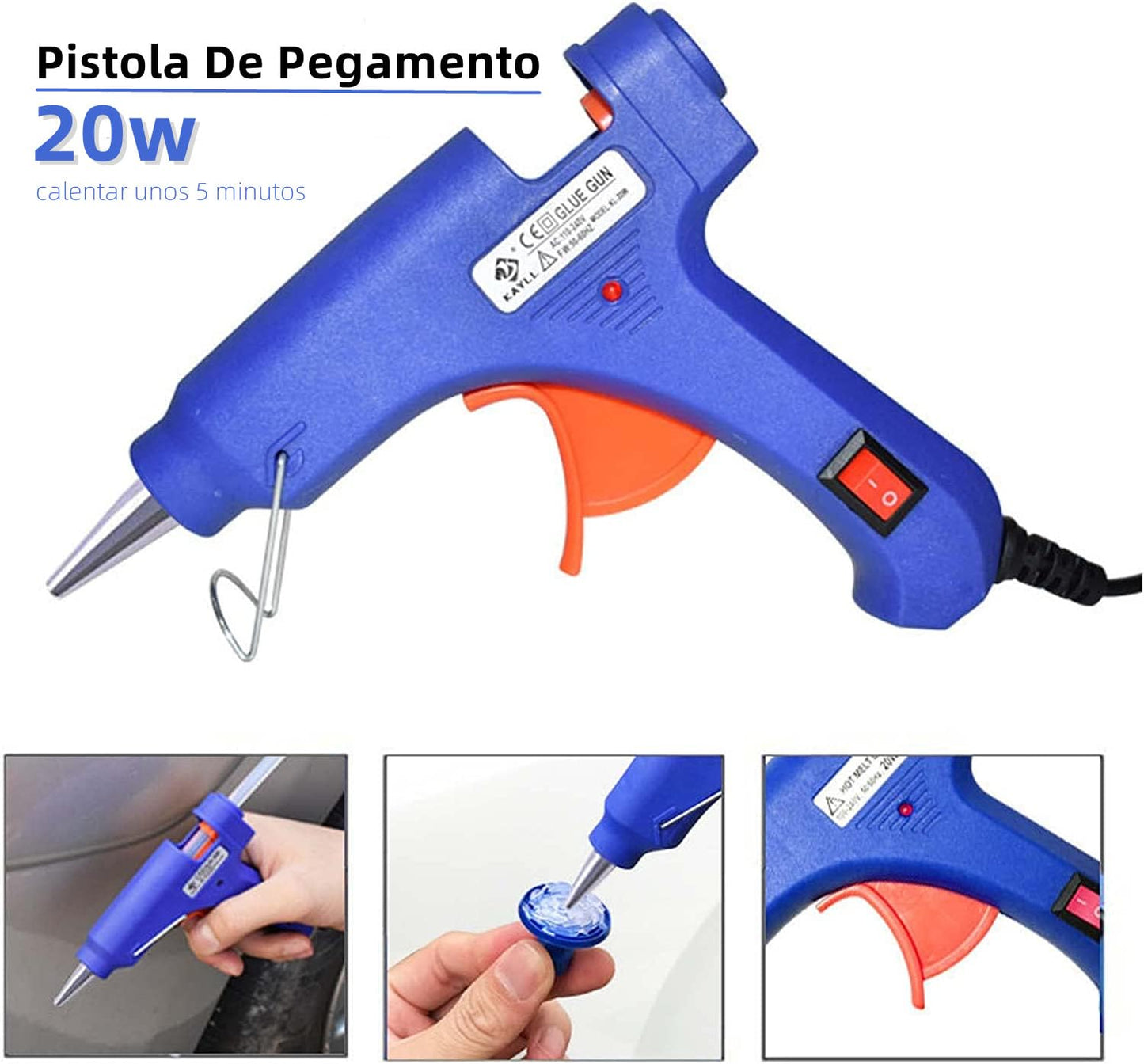 Herramientas de Reparación de Abolladuras, Kit de Reparación de Abolladuras de Coche, Extractor de Abolladuras, con Martillo de Goma, Barras de Pegamento y Pistola de Pegamento de Fusión, 40PZS