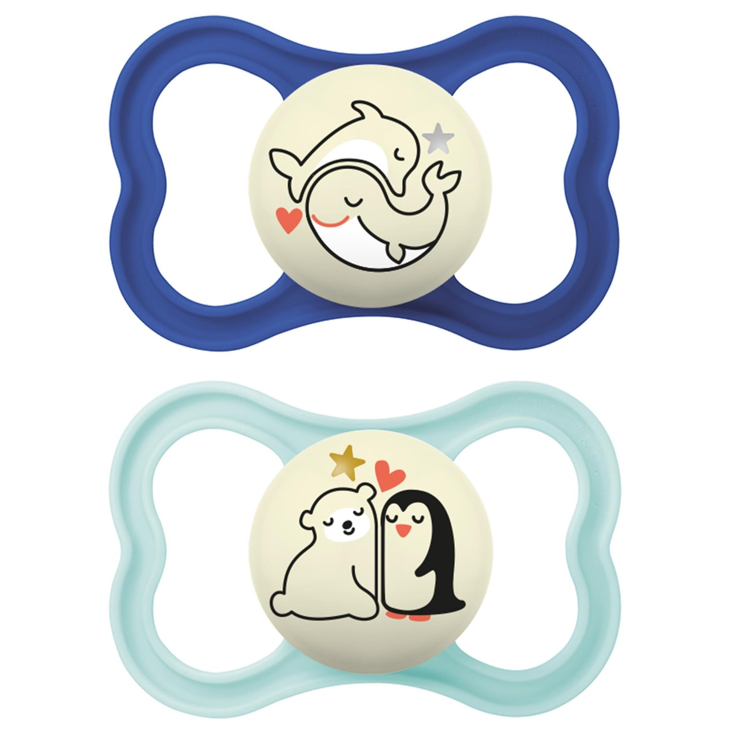 MAM Supreme Night Pacifiers (2 Pack, 1 Sterilizing Pacifier Case), Best Pacifier for Breastfed Babies 16+ Months, Glow in the Dark Pacifiers, Boy Pacifier