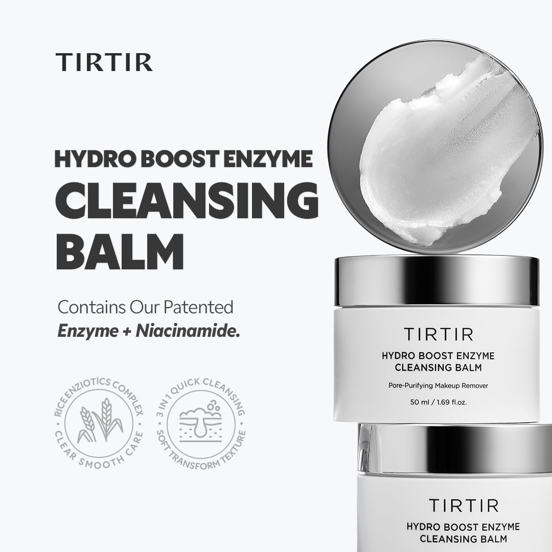 TIRTIR – Balsamo Desmaquillante Hydro Boost Enzyme 50 ml – elimina maquillaje waterproof, limpieza de poros con niacinamida y enzimas – skincare coreano cleansing balm, apto para piel sensible.