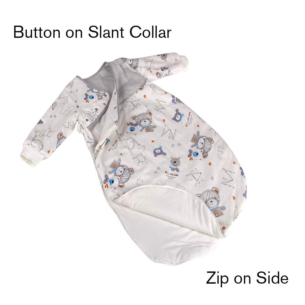 BLOOMSTAR - Saco de dormir para bebé de manga larga (3-12 m) Tog 2.5 cálido saco de dormir para recién nacido con brazos acolchados, manta de popelín de algodón para niños pequeños en una bolsa, para