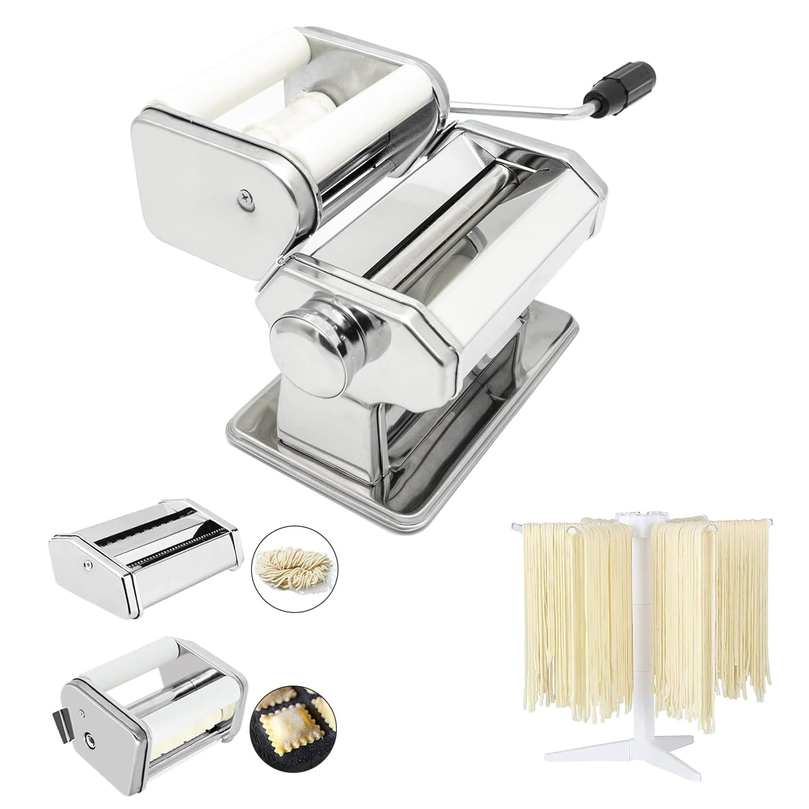 Máquina para Hacer Pasta MZTOGR Acero 150 mm con Accesorio para Raviolis y 9 Ajustes de Grosor