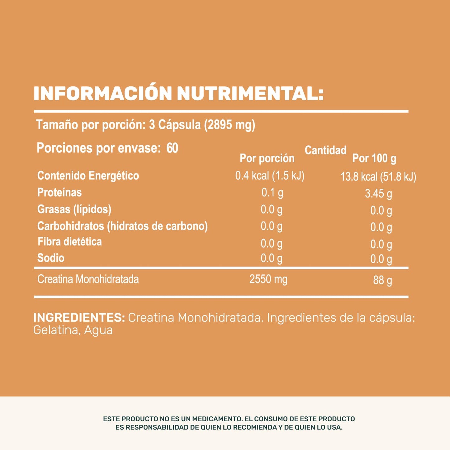 LIFE 360+ Pure Creatine | 180 Cápsulas | Creatina Monohidratada en Cápsulas | Cáps de Gelatina Dura | 60 Porciones por Envase | Sin Colorantes Añadidos