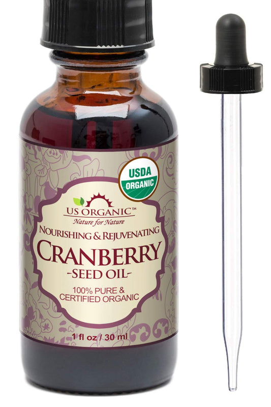 US Organic, Aceite de Semillas de Arándano, Certificado Orgánico por USDA, 100% Puro y Natural, Prensado en Frío, Virgen, Sin Refinar, Botella de Vidrio Ámbar con Cuentagotas (30 ml)