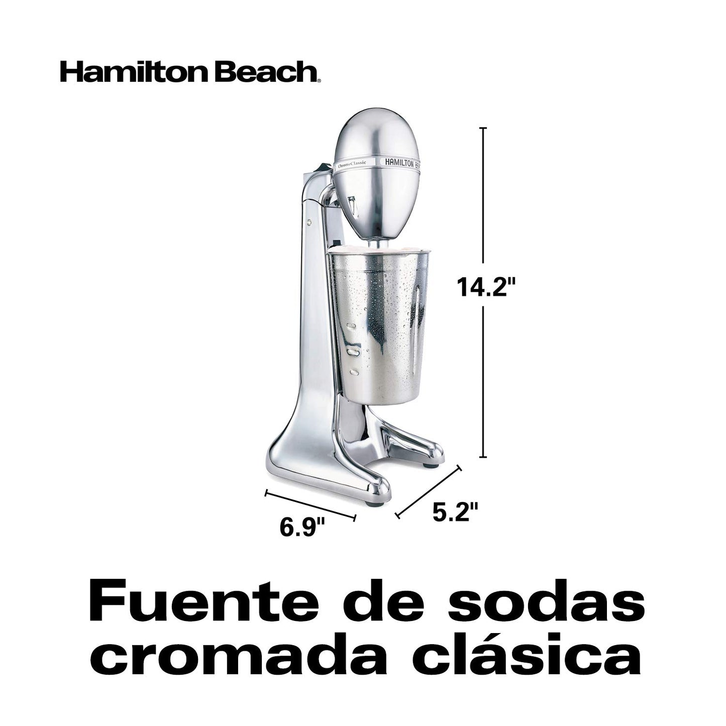 Hamilton Beach Fuente De Sodas De 2 Velocidades/Batidora Para Esquimos Y Licuados/Chocomilera, Estilo Profesional, Acero Inoxidable (730C-Mx)
