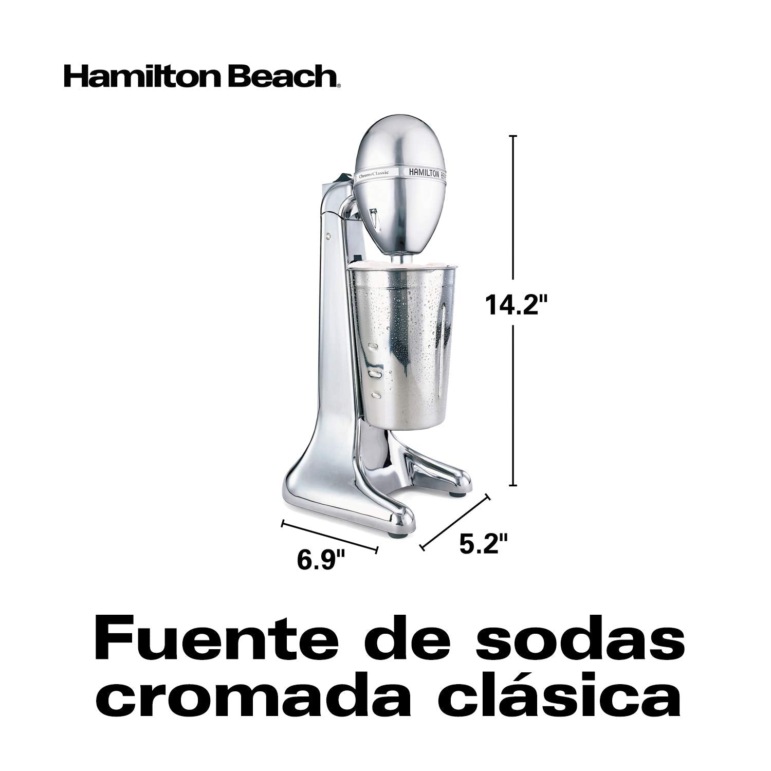 Hamilton Beach Fuente De Sodas De 2 Velocidades/Batidora Para Esquimos Y Licuados/Chocomilera, Estilo Profesional, Acero Inoxidable (730C-Mx)