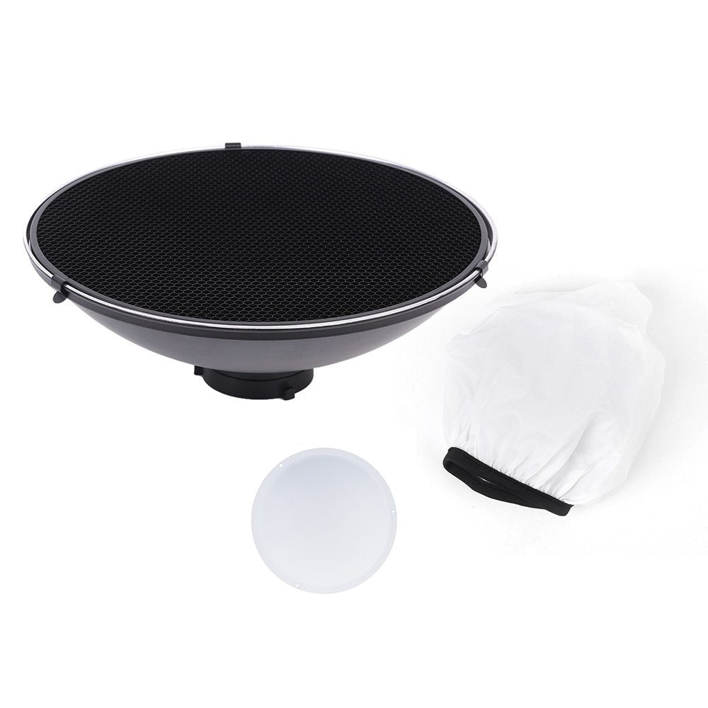 Andoer Bowens - Difusor Reflector para Platos de Belleza de 16 Pulgadas + Rejilla de Panal + Tela Suave Interior Blanco para Estudio fotográfico Bowens luz estroboscópica Speedlite
