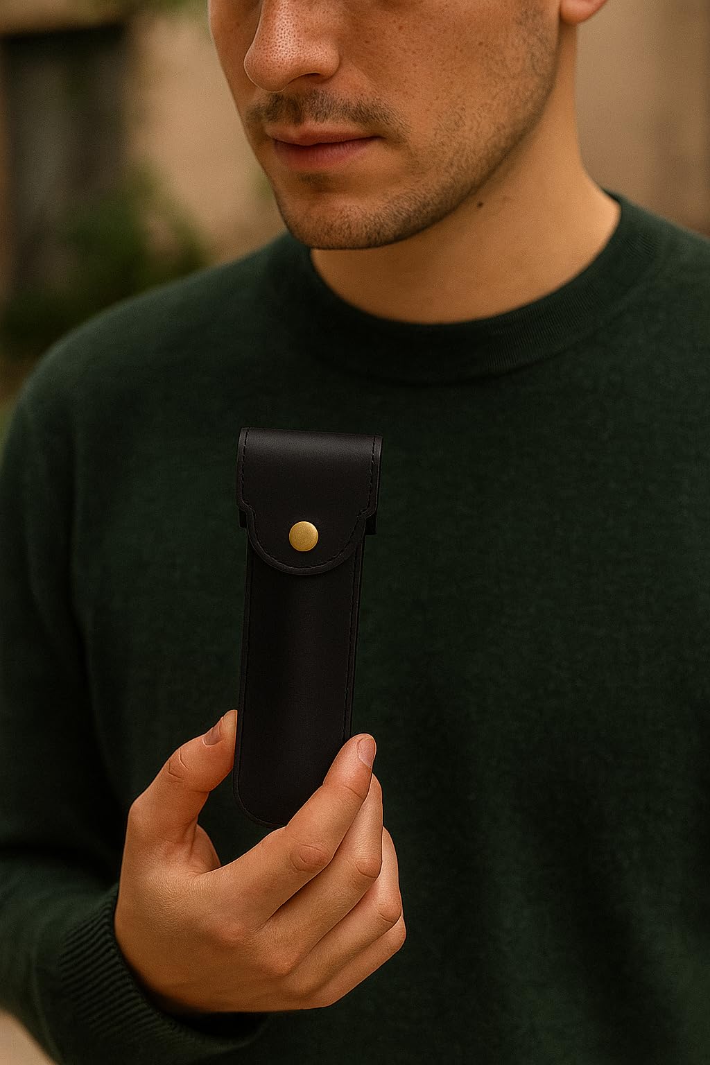 PavinCrafter Funda de piel flor para maquinilla de afeitar | Estuche de doble filo | Funda protectora para maquinilla de afeitar de seguridad, hecha a mano, para viaje y almacenamiento | Accesorio de