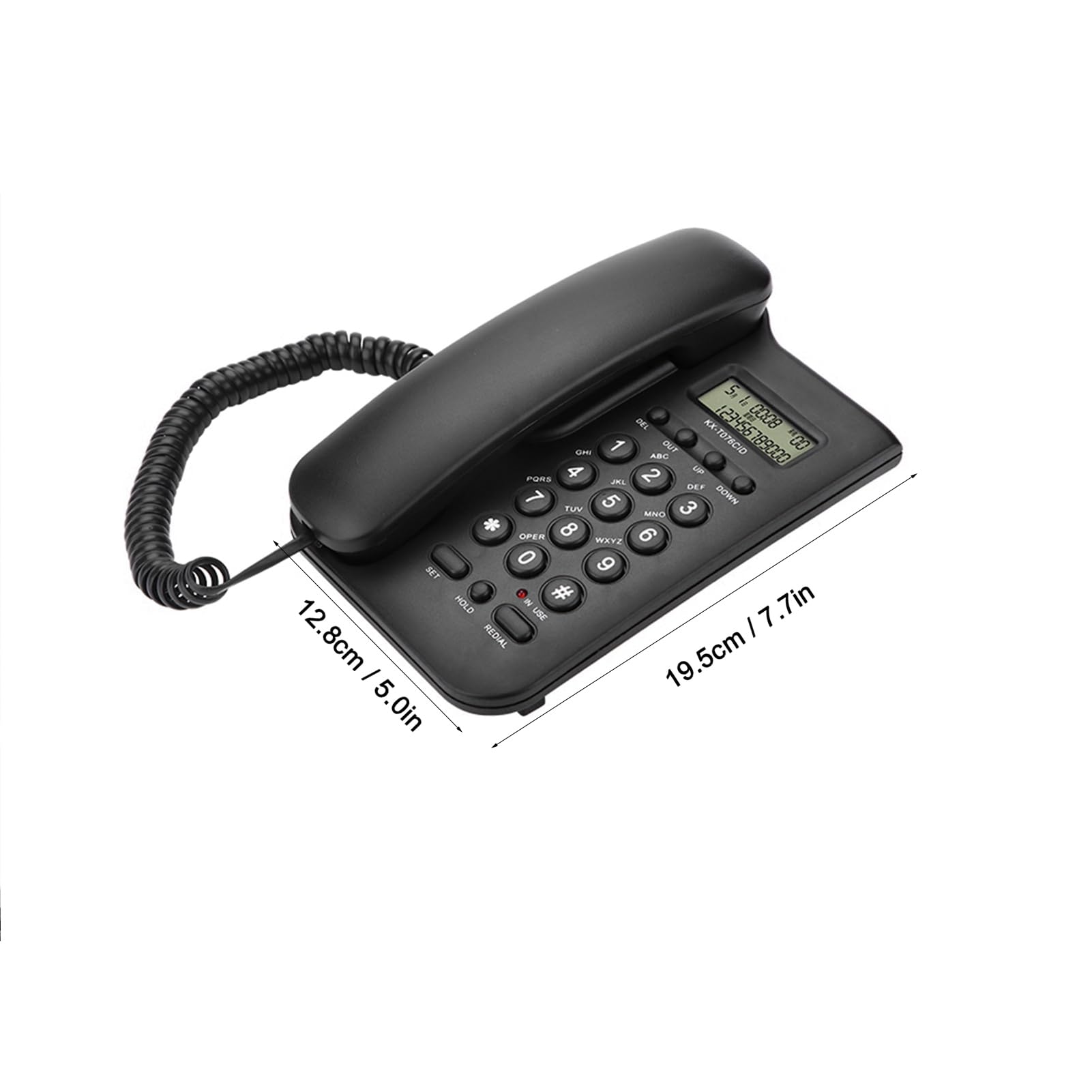 Ciglow Teléfono, FSK/DTMF Dual, Teléfono Lindline de Escritorio con Pantalla de Identificación de Llamadas para la Oficina en el Hogar Fácil de Instalar(Negro)