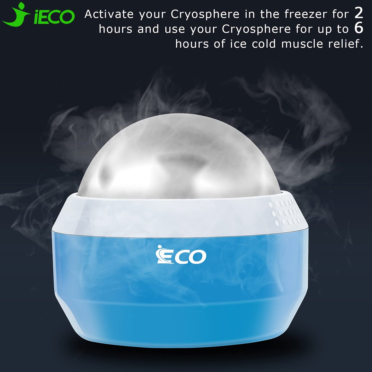 iECO Cryosphere Cold Massage Roller Ball - Pelota de masaje para alivio con frío y calor, liberación miofascial, terapia de puntos gatillo, nudos musculares - Masajeador de hielo para tejido profundo