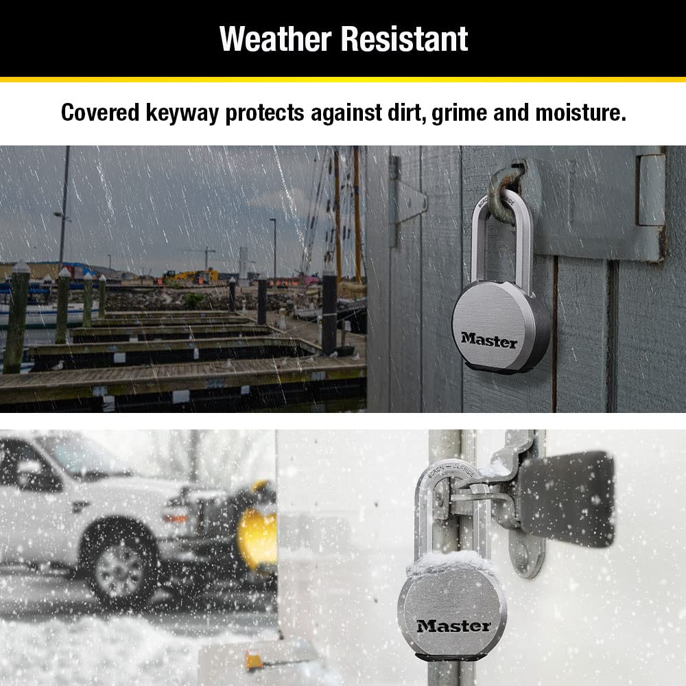 Candado Master Lock Magnum acero sólido plateado resistente a cortes para fenca o cobertizo