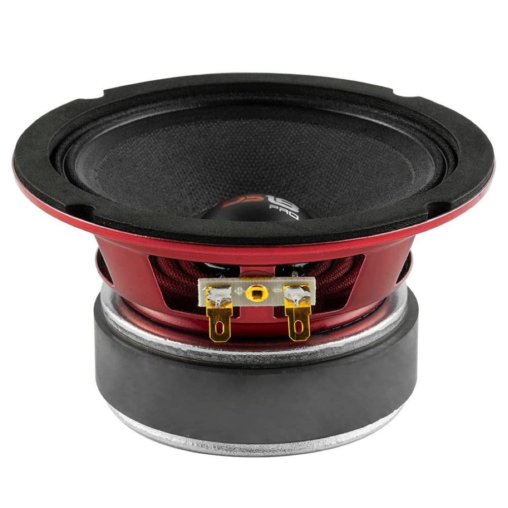 DS18 PRO-X5.4M - Altavoz de 5.25 pulgadas, rango medio, bala de aluminio rojo, 300 W máximo, 150 W RMS, 4 ohmios - Altavoces de puerta de audio de calidad premium para sistema de sonido estéreo de