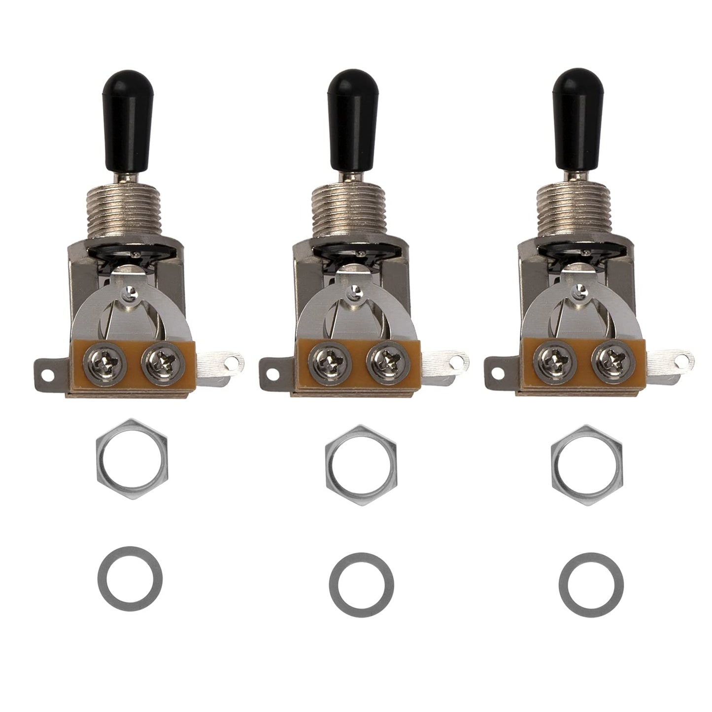 3 piezas Yootones - Interruptor de palanca para guitarra corta y recta de 3 vías compatible con guitarra eléctrica SG Epiphone Les Paul (plata)